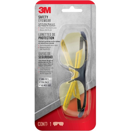 3M Safety Glasses, Anti-Fog, Amber Lens, Black Frame 90211-HV6-NA